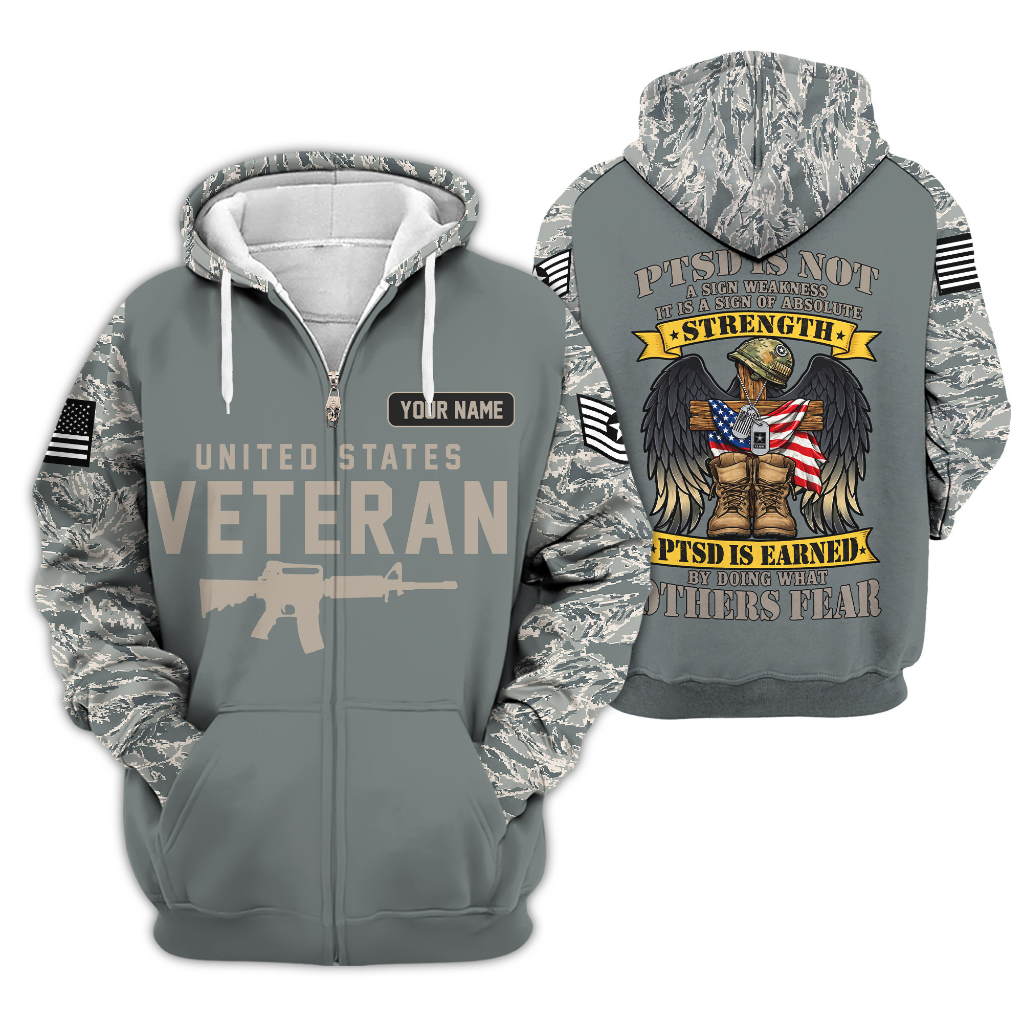 Premium Custom USAF Zip Up Hoodie VPVC609314, Gifts For Air Force Veteran, Gifts For Veterans Day