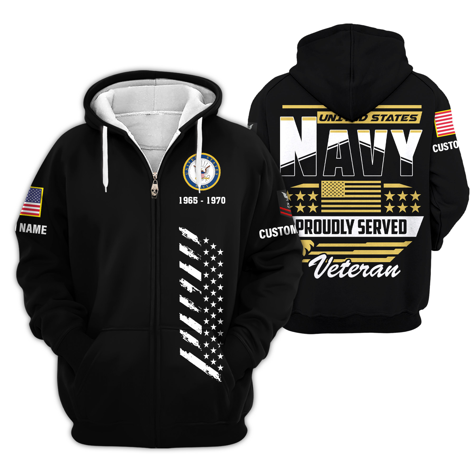 Premium Custom US Navy Zip Up Hoodie VPVC609352, Gifts For Navy Veteran, Gifts For Veterans Day
