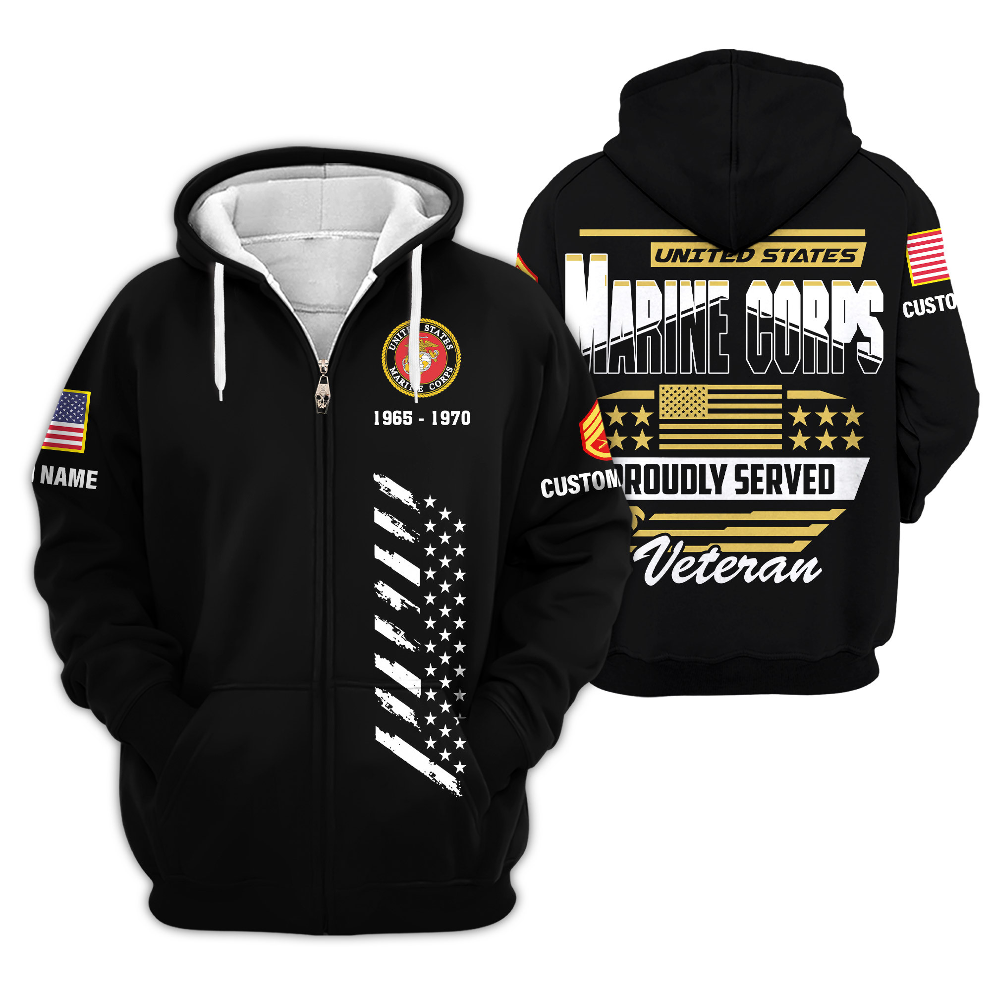 Premium Custom USMC Zip Up Hoodie VPVC609353, Gifts For Marine Veteran, Gifts For Veterans Day