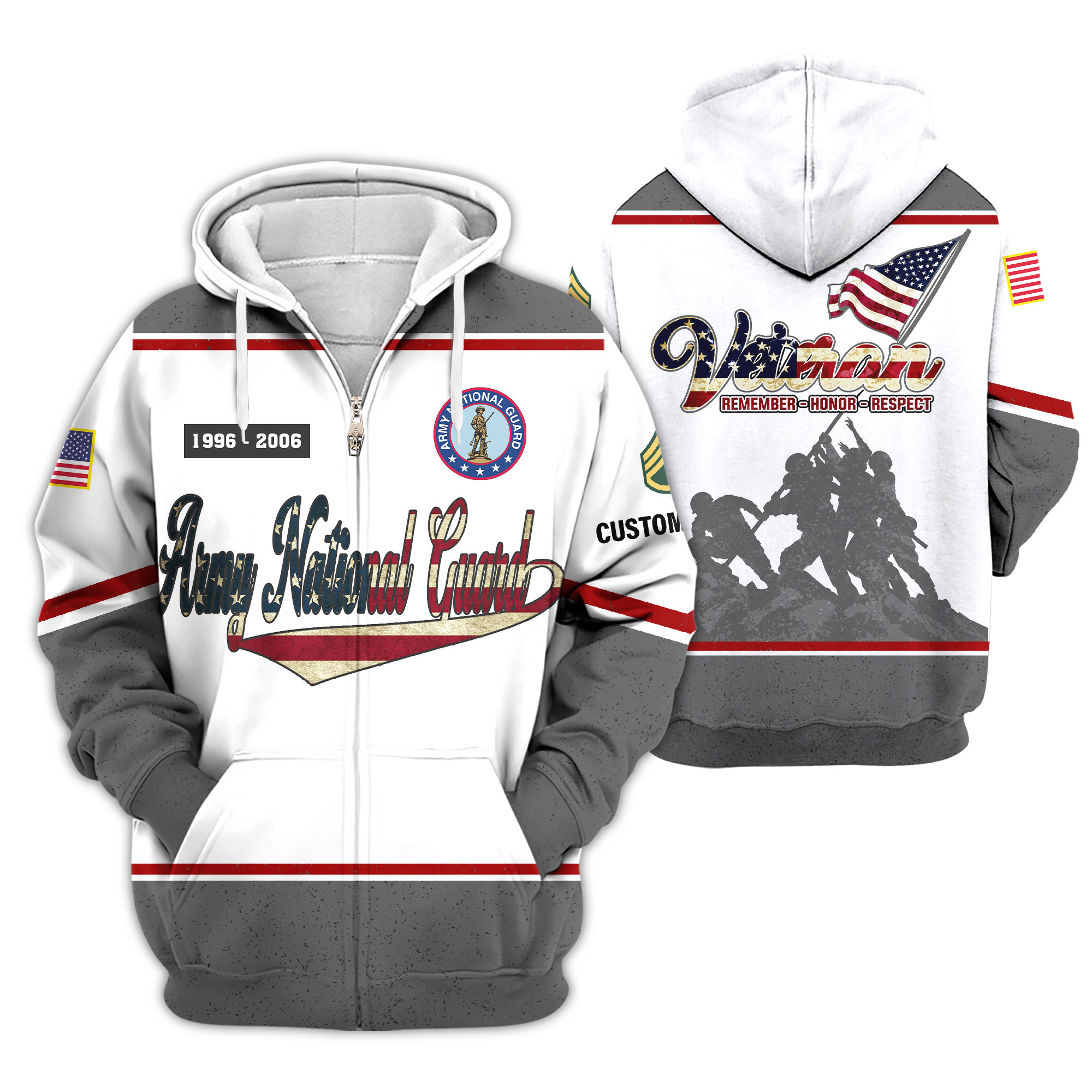Premium Custom Army National Guard Zip Up Hoodie VPVC609378, Gifts For Army National Guard Veteran, Gifts For Veterans Day