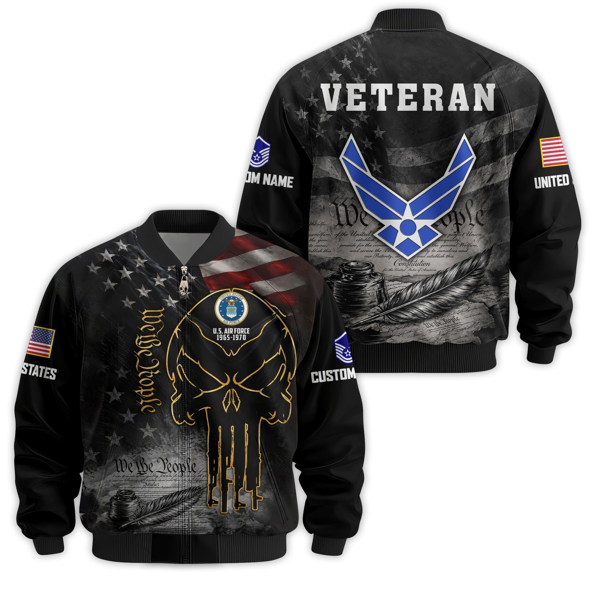 Premium Custom USAF Veteran Bomber Jacket VPVC811374, Waterproof Windbreaker Coat, Air Force Veteran Gift, Veterans Day Gift