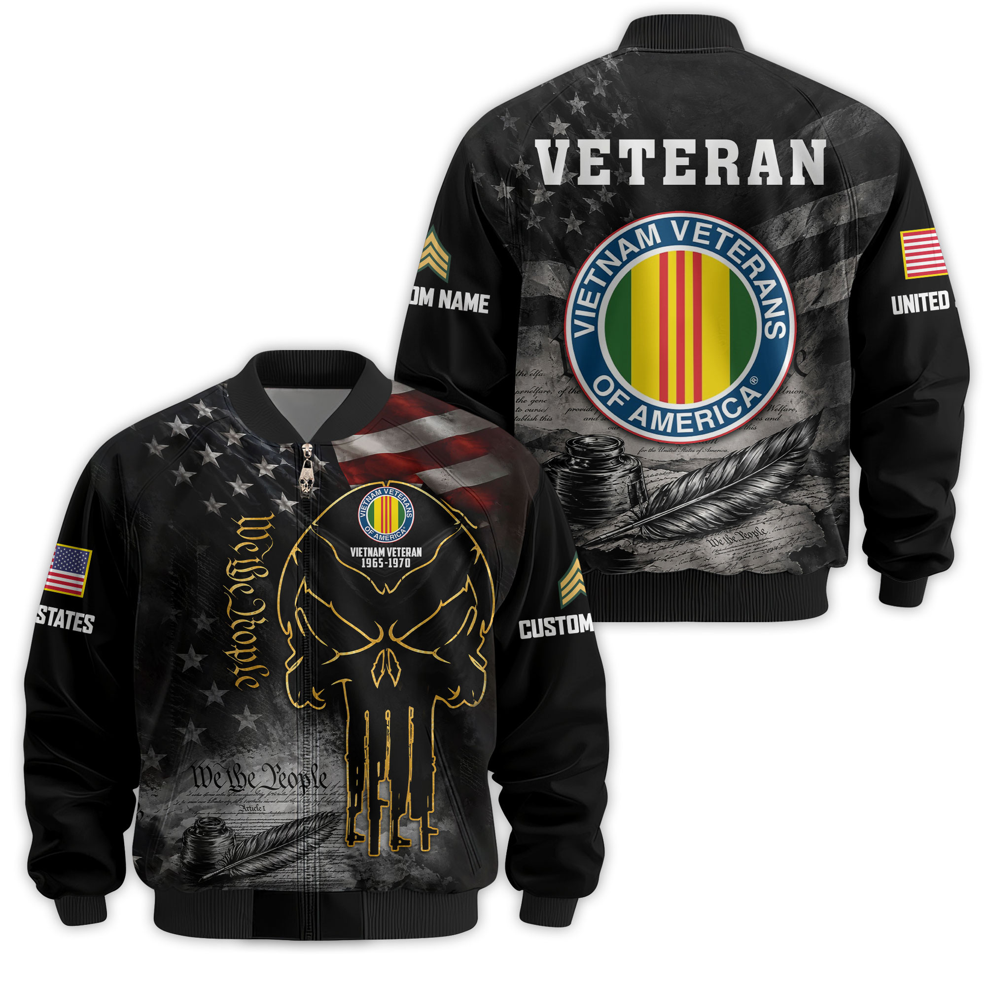 Premium Custom Vietnam Veteran Bomber Jacket VPVC811376, Waterproof Windbreaker Coat, Vietnam Veteran Gift, Veterans Day Gift