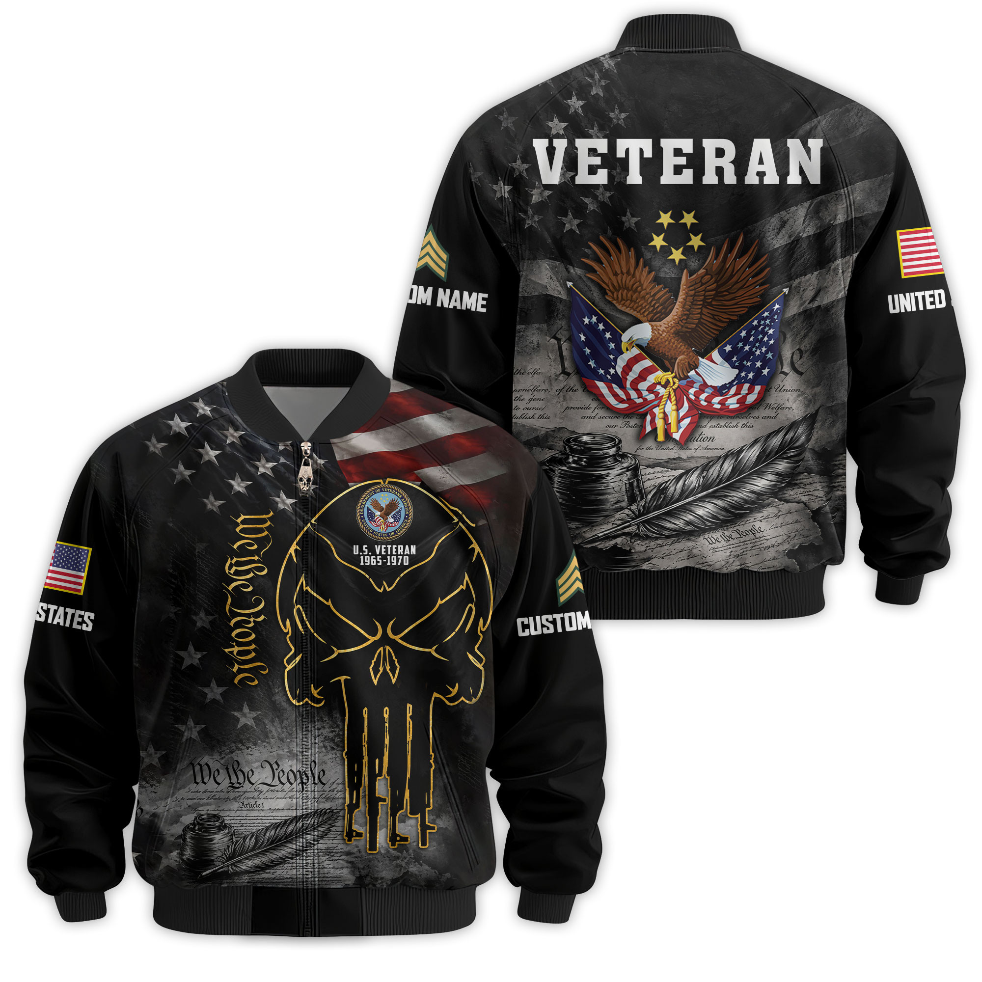 Premium Custom US Veteran Bomber Jacket VPVC811377, Waterproof Windbreaker Coat, US Veteran Gift, Veterans Day Gift