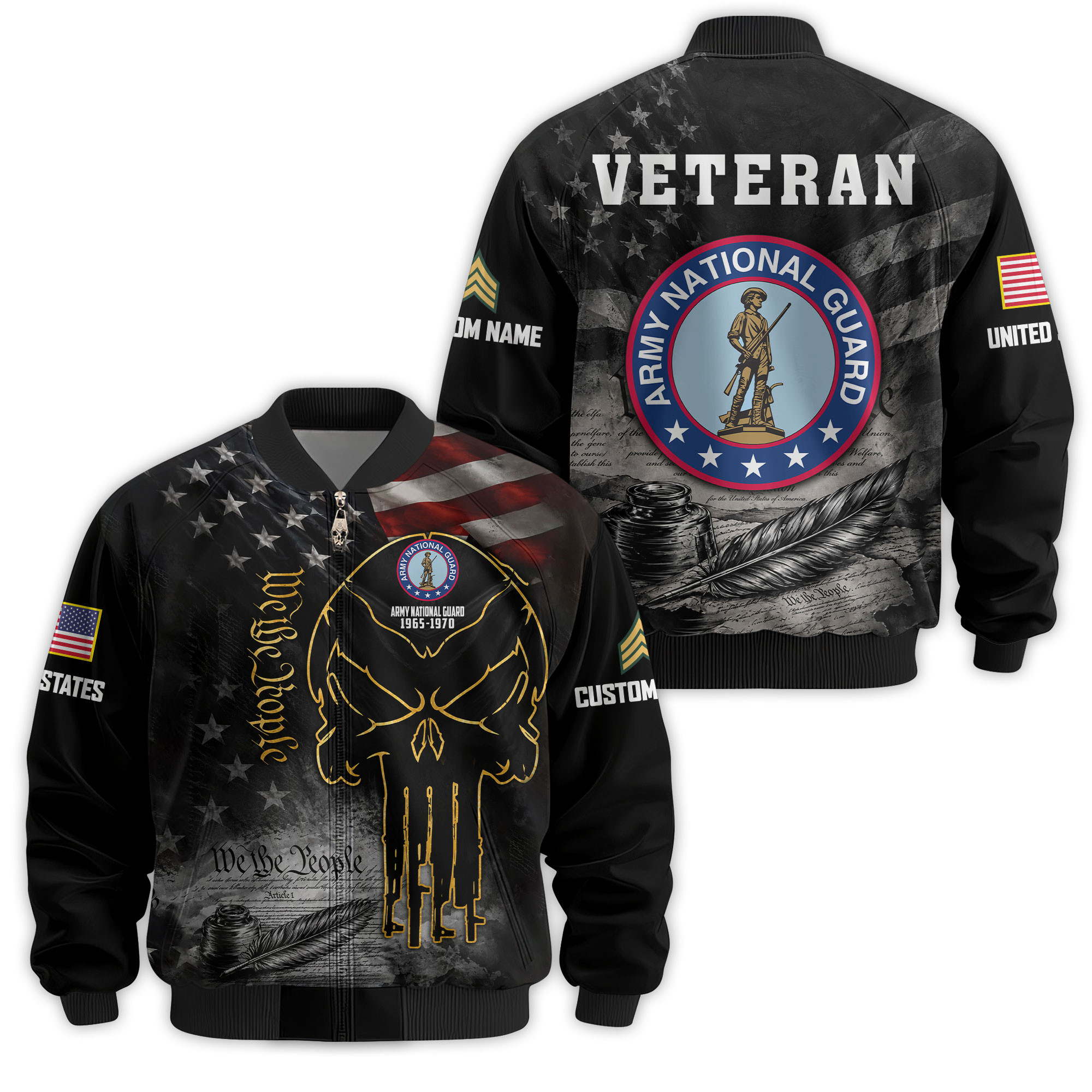 Premium Custom Army National Guard Veteran Bomber Jacket VPVC811378, Waterproof Windbreaker Coat, Army National Guard Veteran Gift, Veterans Day Gift