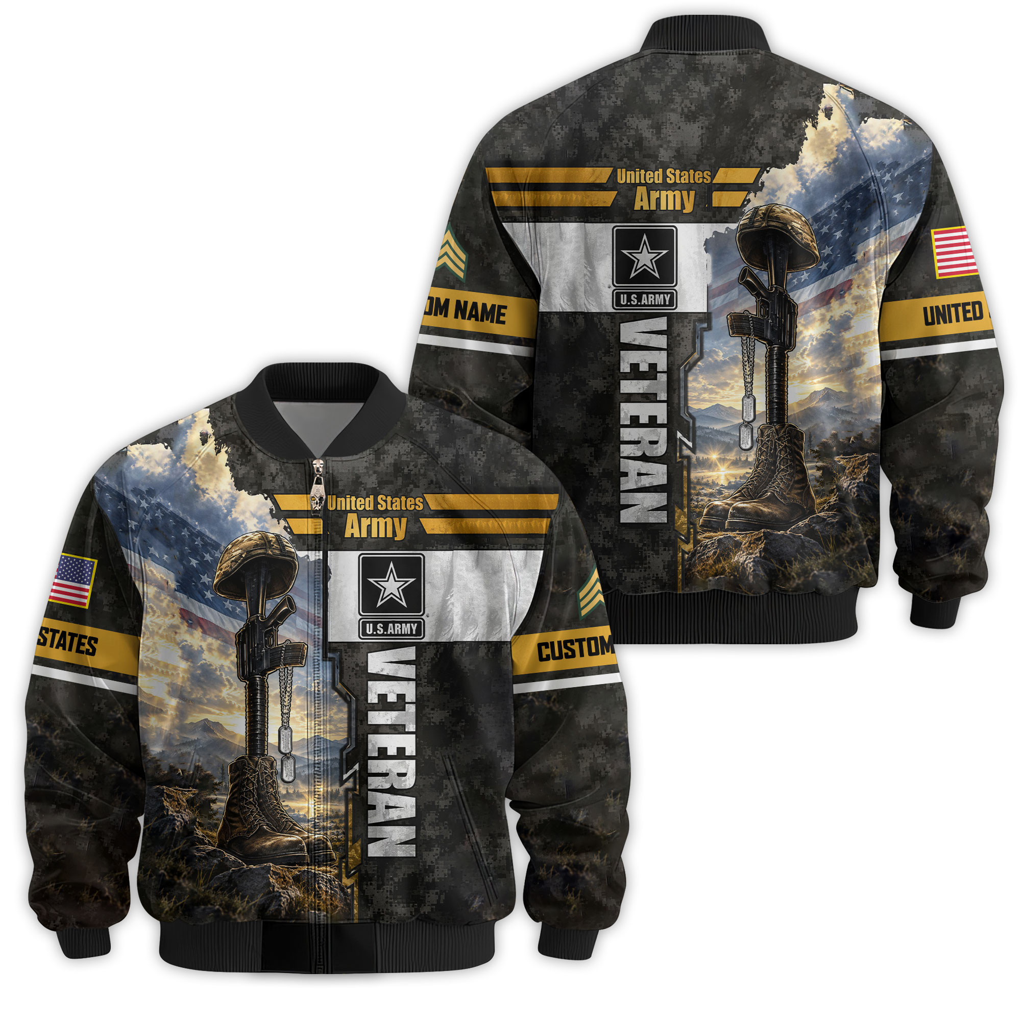 Premium Custom US Army Veteran Bomber Jacket VPVC811381, Waterproof Windbreaker Coat, Army Veteran Gift, Veterans Day Gift