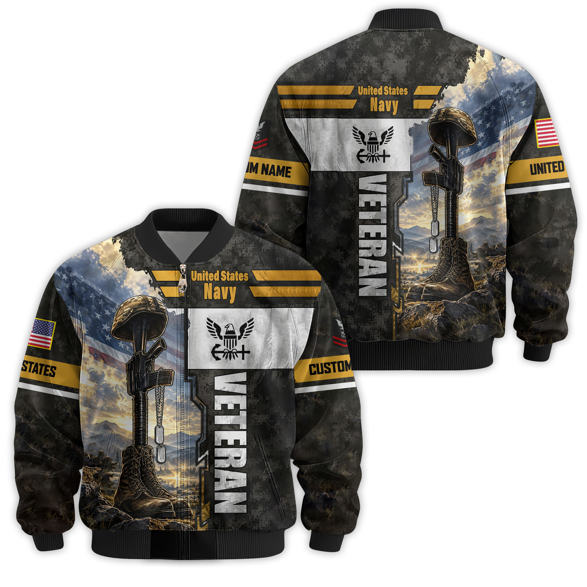 Premium Custom US Navy Veteran Bomber Jacket VPVC811382, Waterproof Windbreaker Coat, Navy Veteran Gift, Veterans Day Gift