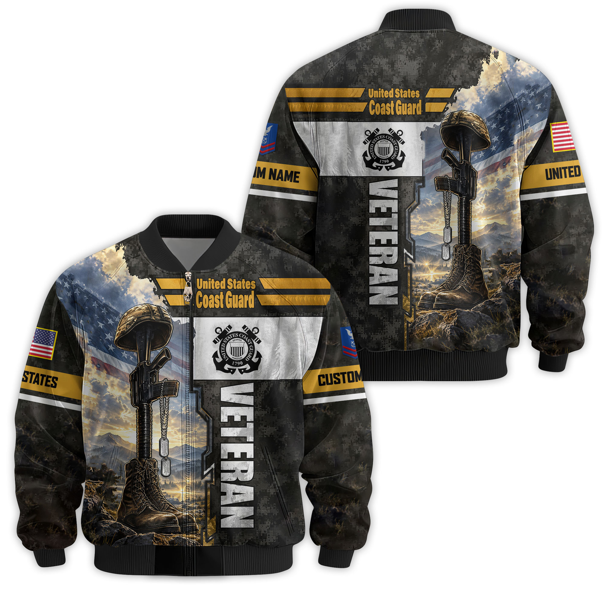 Premium Custom USCG Veteran Bomber Jacket VPVC811385, Waterproof Windbreaker Coat, Coast Guard Veteran Gift, Veterans Day Gift