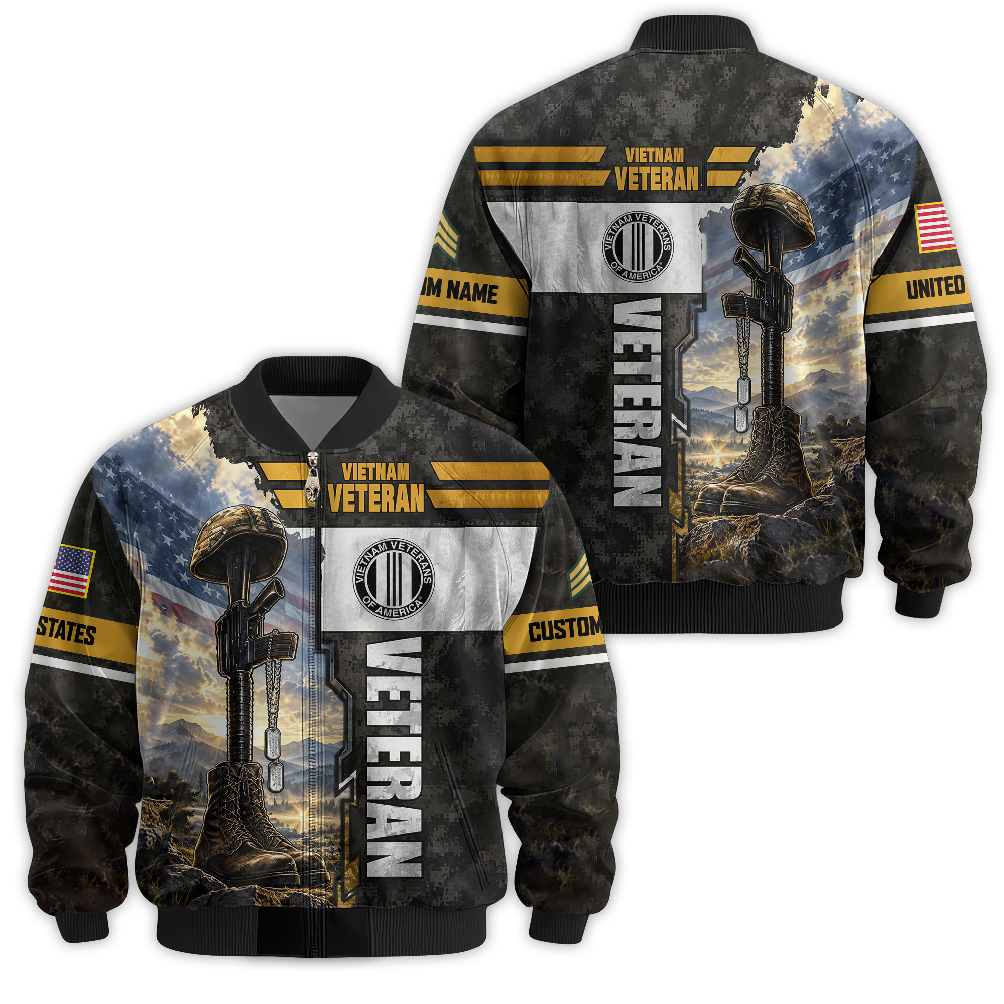 Premium Custom Vietnam Veteran Bomber Jacket VPVC811386, Waterproof Windbreaker Coat, Vietnam Veteran Gift, Veterans Day Gift
