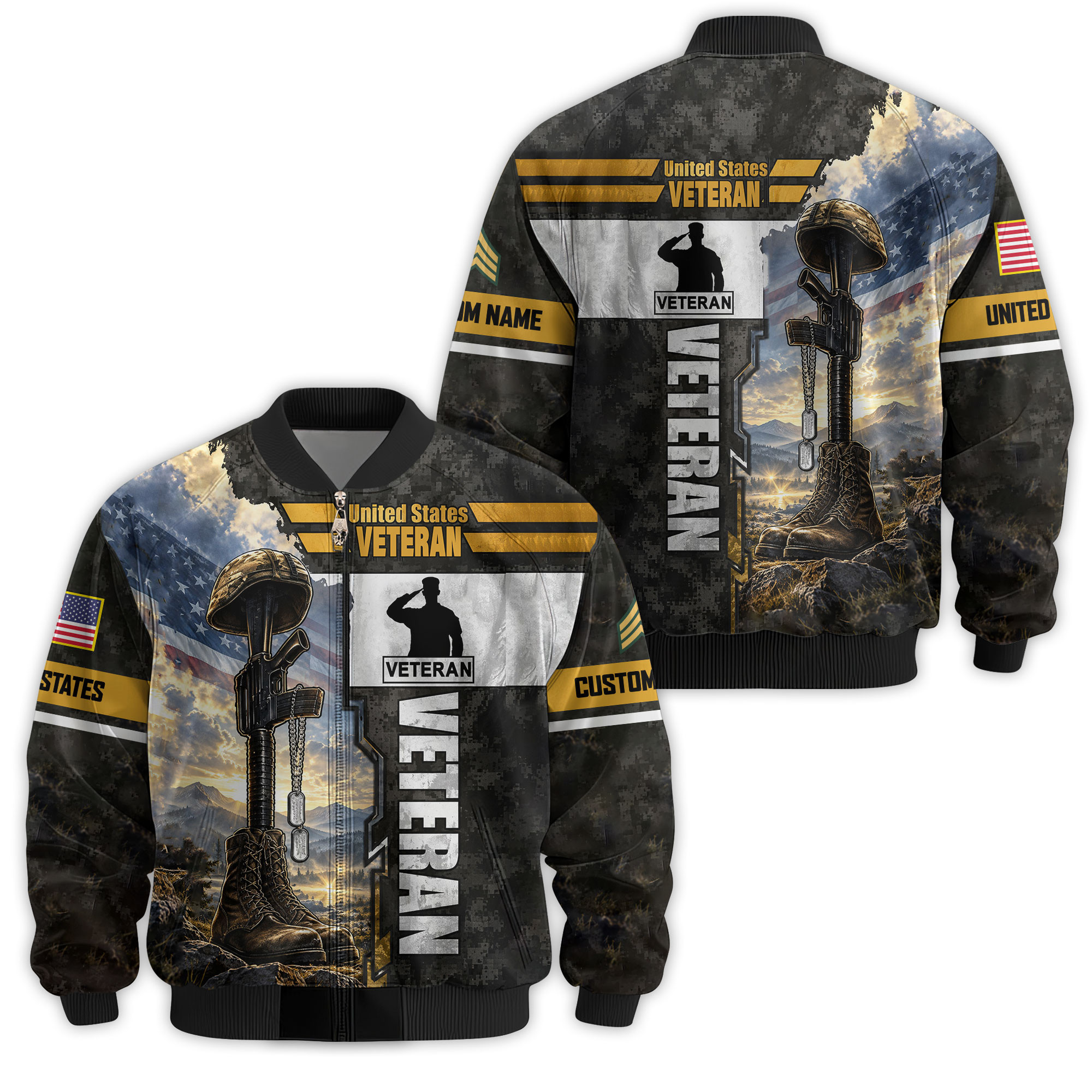 Premium Custom US Veteran Bomber Jacket VPVC811387, Waterproof Windbreaker Coat, US Veteran Gift, Veterans Day Gift