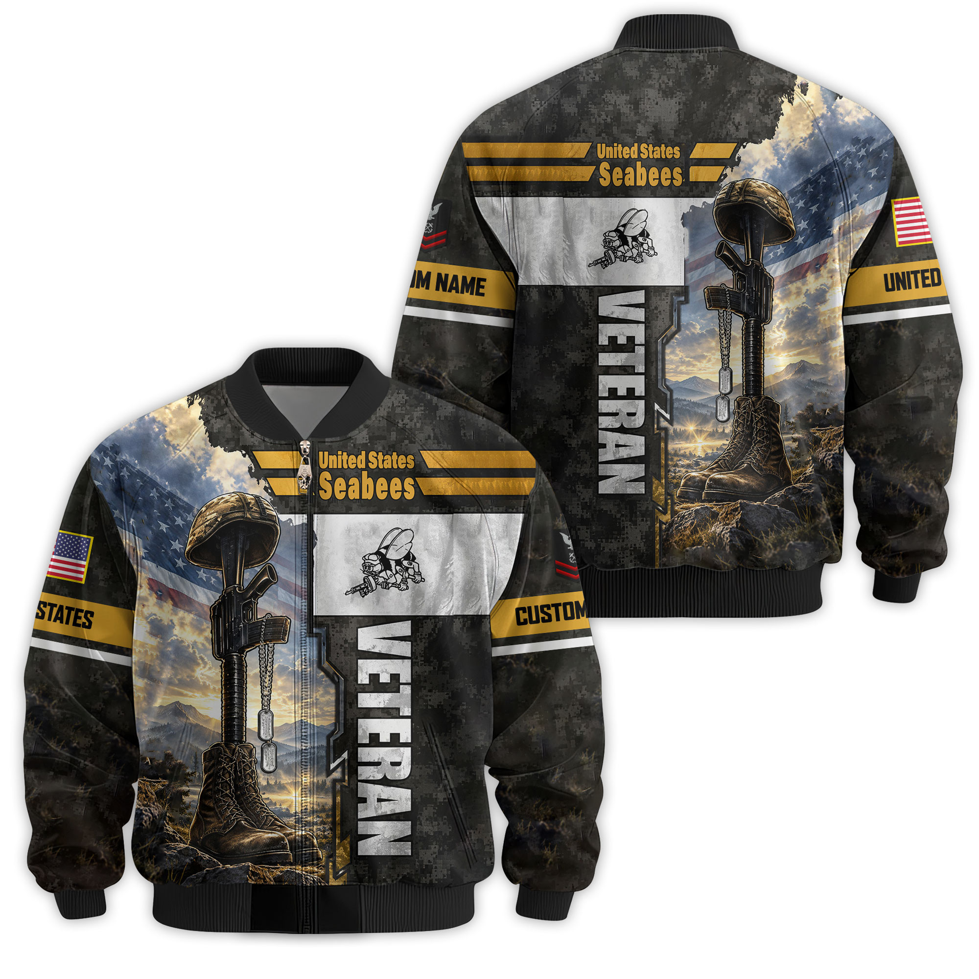 Premium Custom US Seabees Veteran Bomber Jacket VPVC811389, Waterproof Windbreaker Coat, Seabees Veteran Gift, Veterans Day Gift