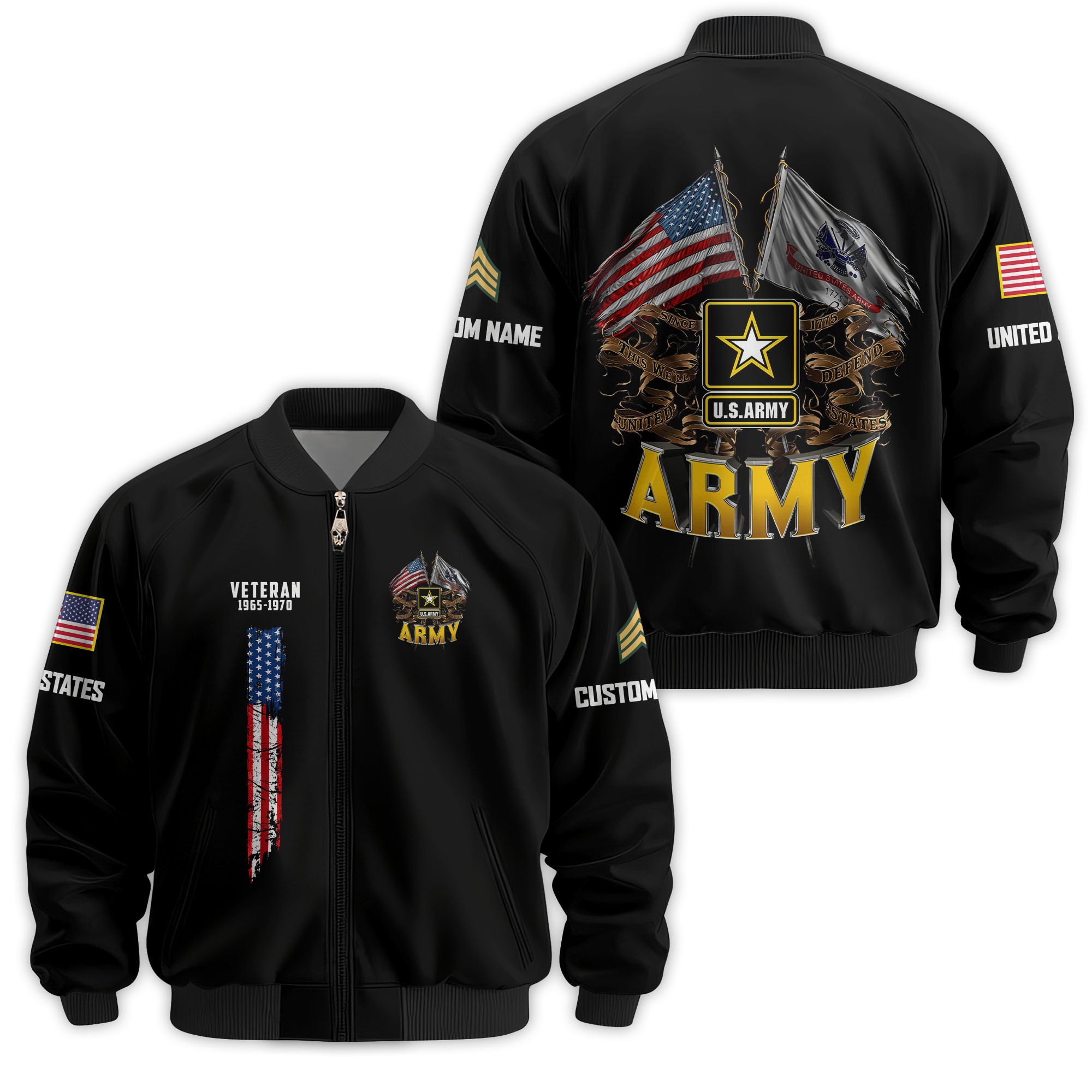 Premium Custom US Army Veteran Bomber Jacket VPVC811391, Waterproof Windbreaker Coat, Army Veteran Gift, Veterans Day Gift