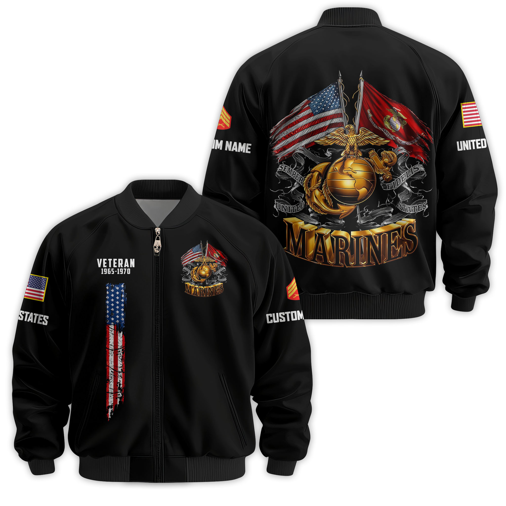 Premium Custom USMC Veteran Bomber Jacket VPVC811393, Waterproof Windbreaker Coat, Marine Veteran Gift, Veterans Day Gift