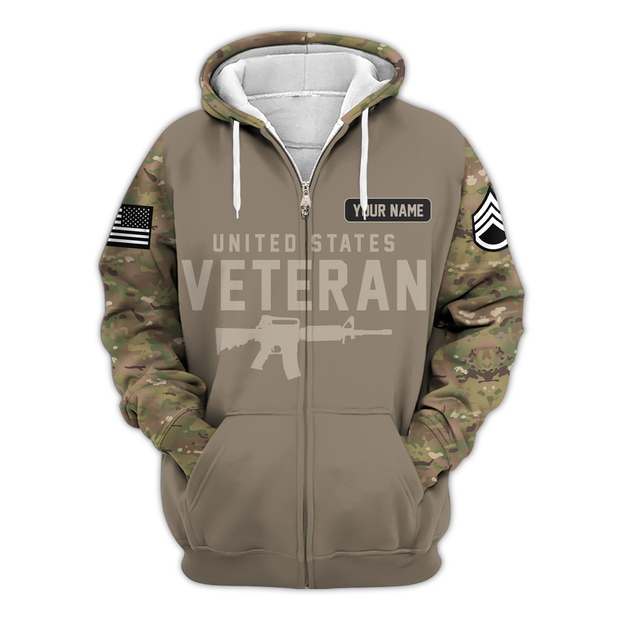Premium Custom US Veteran Zip Up Hoodie VPVC609317, Gifts For US Veteran, Gifts For Veterans Day