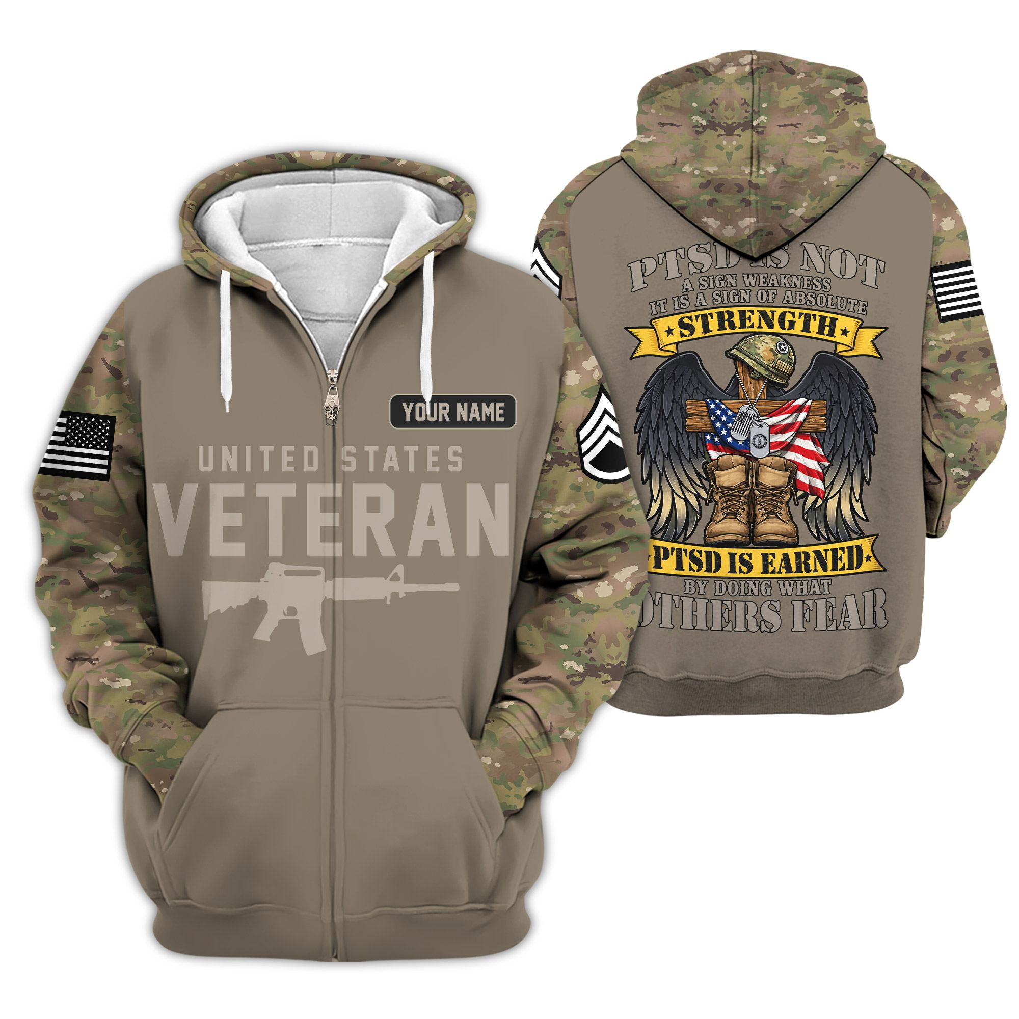 Premium Custom Army National Guard Zip Up Hoodie VPVC609318, Gifts For Army National Guard Veteran, Gifts For Veterans Day
