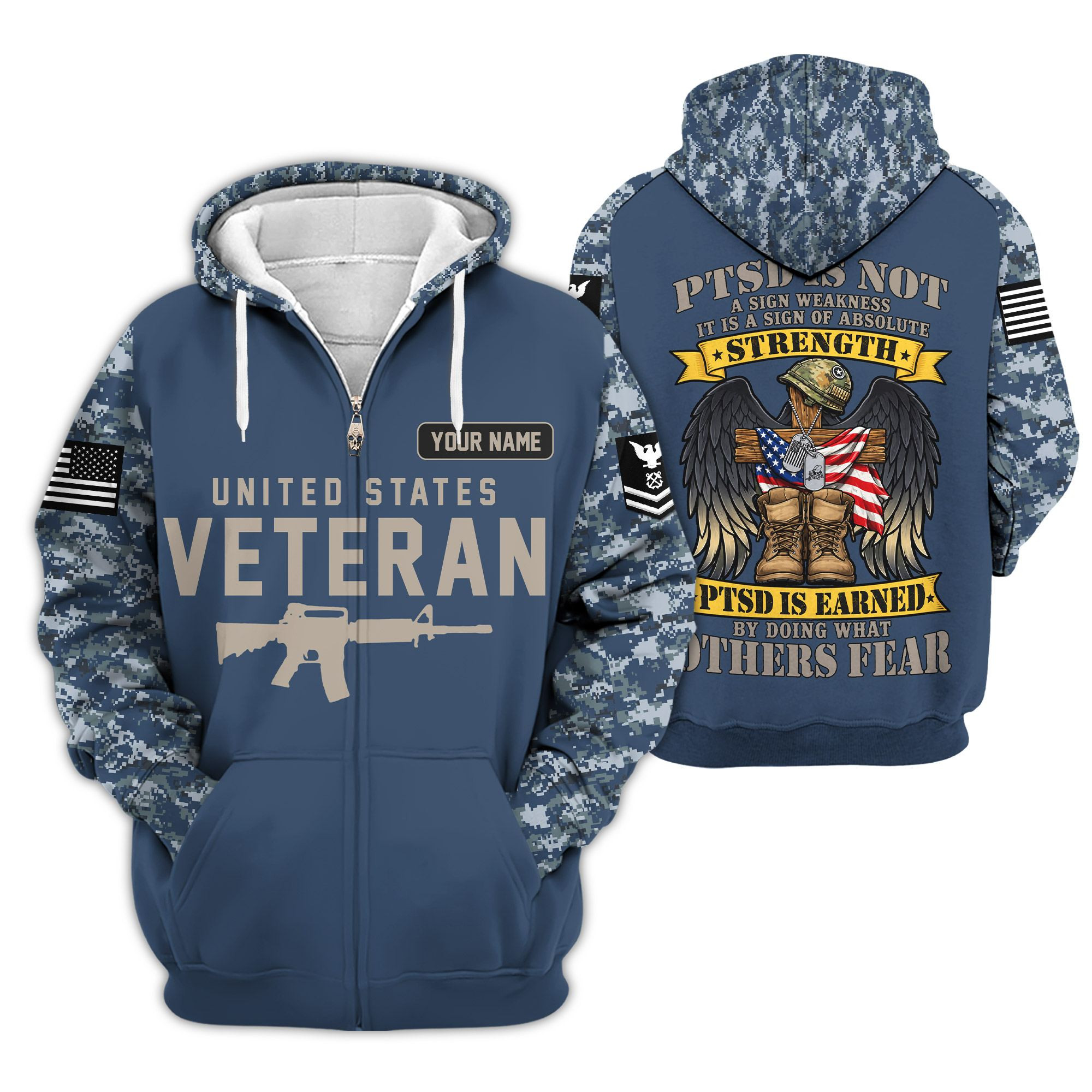 Premium Custom US Seabees Zip Up Hoodie VPVC609319, Gifts For Seabees Veteran, Gifts For Veterans Day