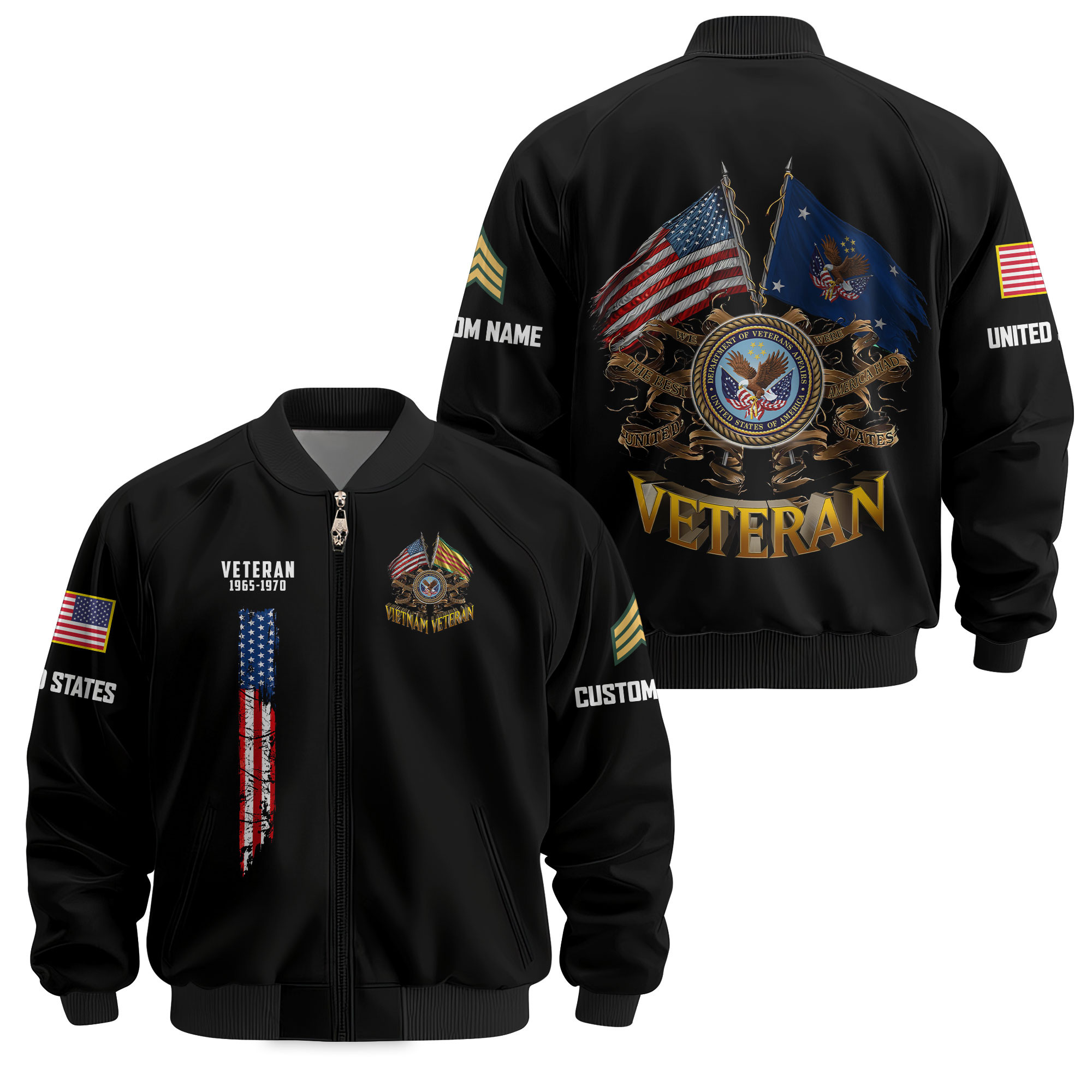 Premium Custom US Veteran Bomber Jacket VPVC811397, Waterproof Windbreaker Coat, US Veteran Gift, Veterans Day Gift