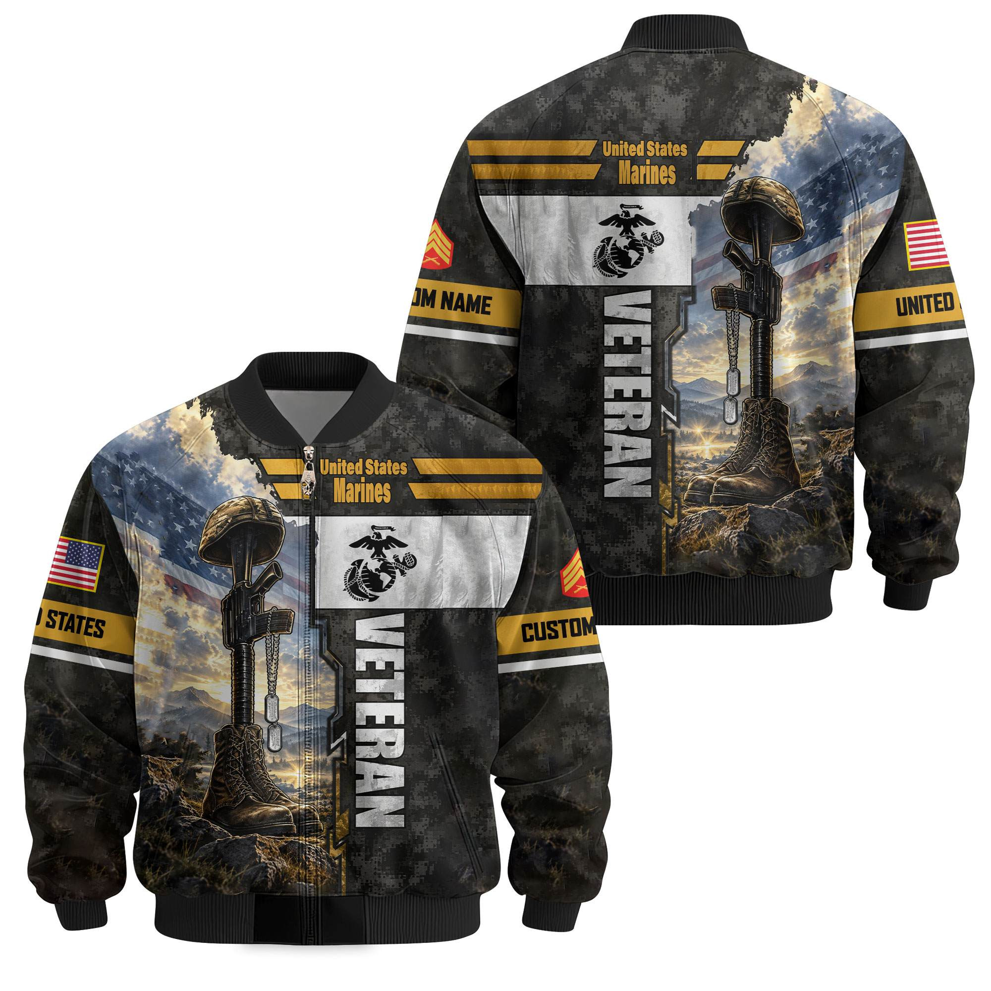 Premium Custom USMC Veteran Bomber Jacket VPVC811383, Waterproof Windbreaker Coat, Marine Veteran Gift, Veterans Day Gift
